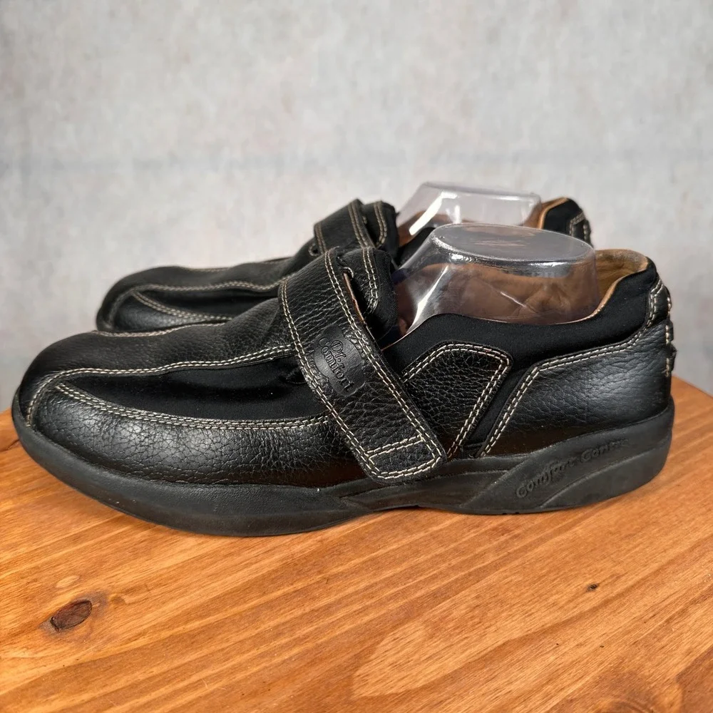 Dr. Comfort Douglas Loafers Mens 12W Black Good Leather Lycra Strap 6610